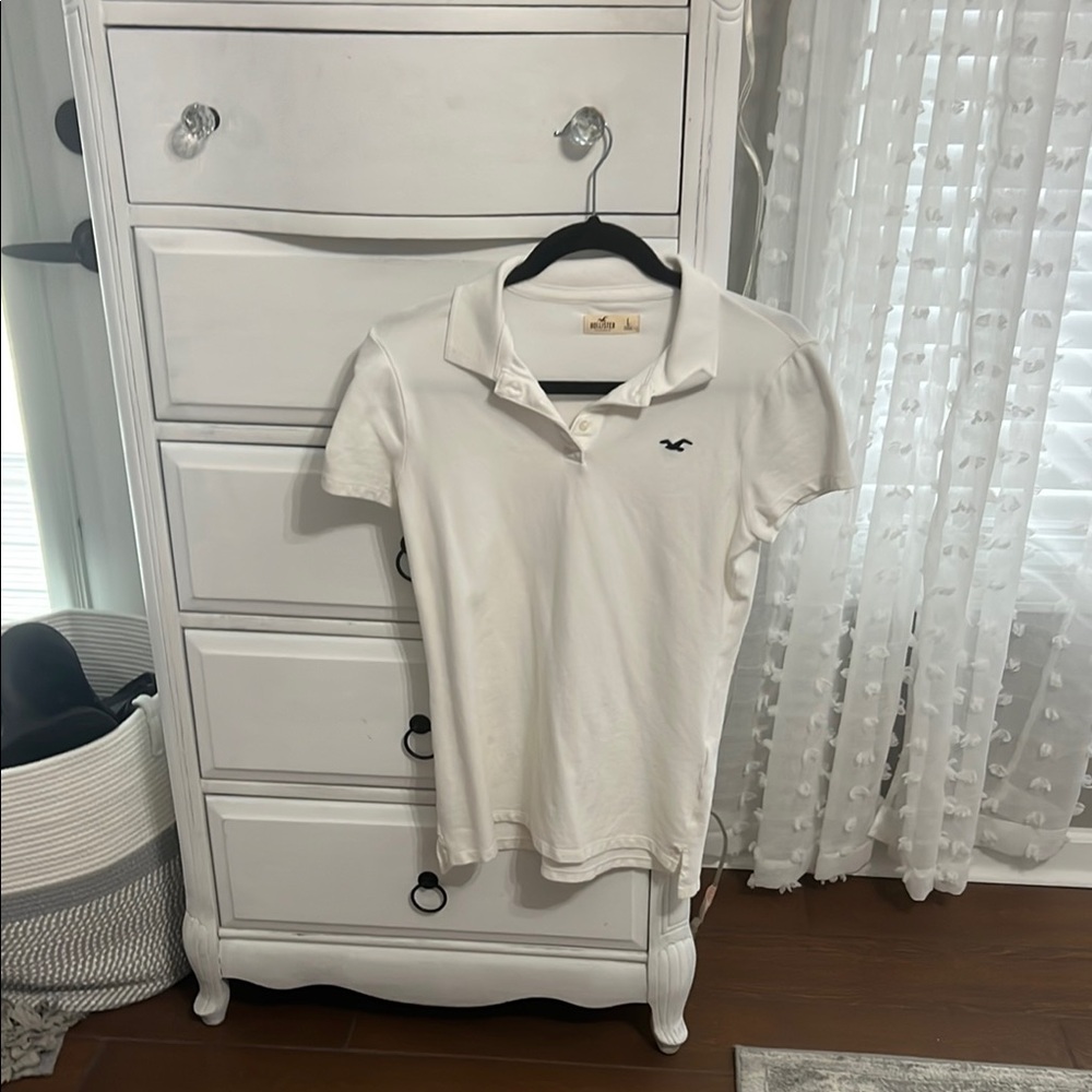 Hollister White Short Sleeve Polo Tee